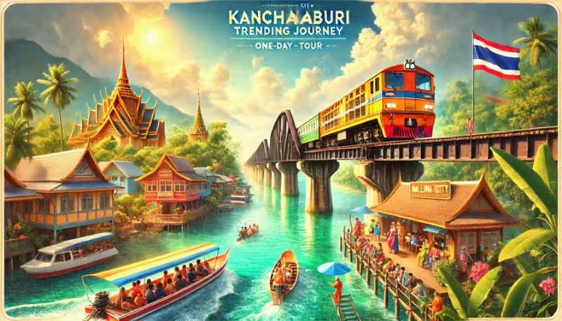 Private Tour Kanchanaburi Trending Journey: Mallika City + Death Railway Train Ride + River Kwai Bridge + Long-tail Boat River Exploration (Duration: 10 Hours)