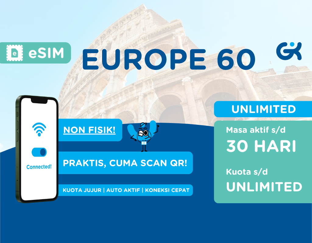 eSIM Europe Caucacus Turkey Unlimited | Travel SIM Eropa Kaukakus Armenia Azerbaijan Georgia Turki Global Komunika